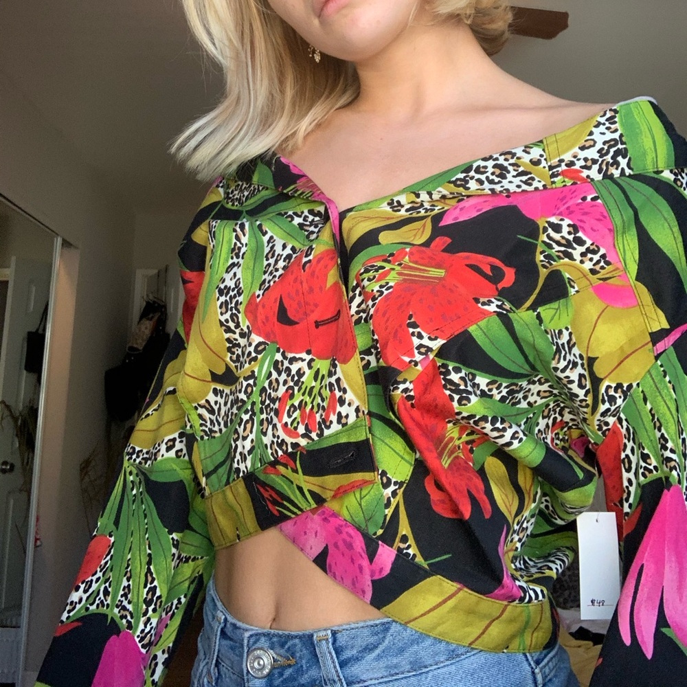 Vintage Jungle Print Button Up